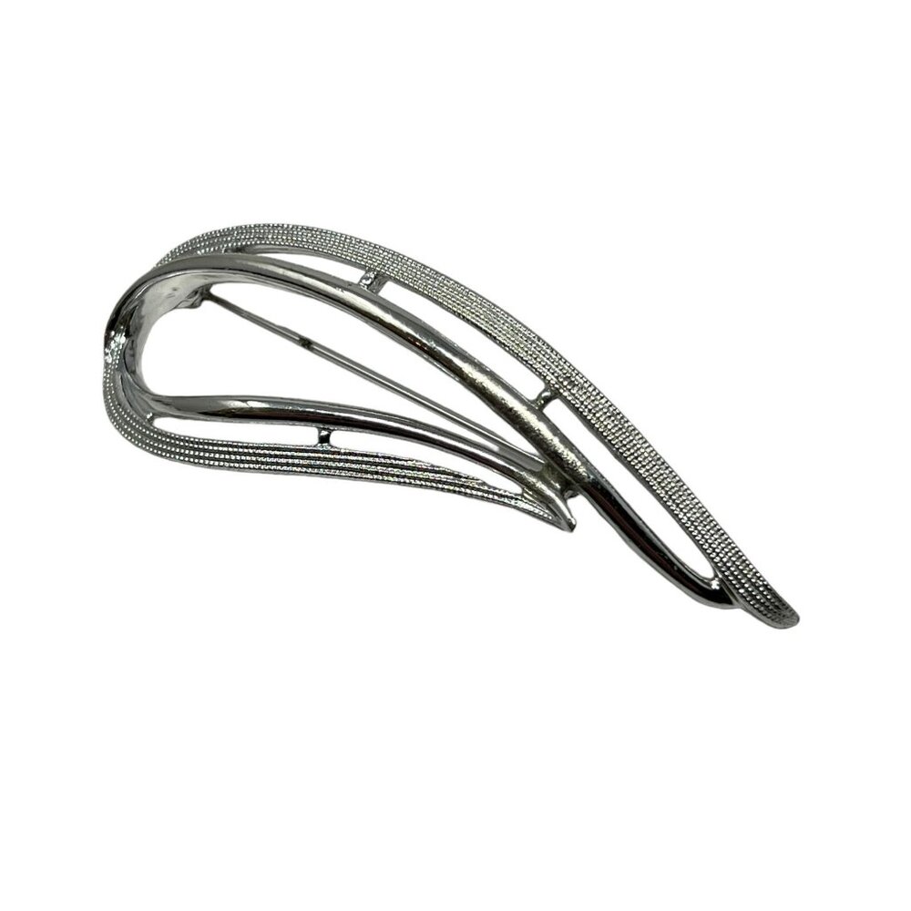 Vintage Sarah Coventry Brooch‎ Asymmetrical Wisp Wing Silver Tone Pin